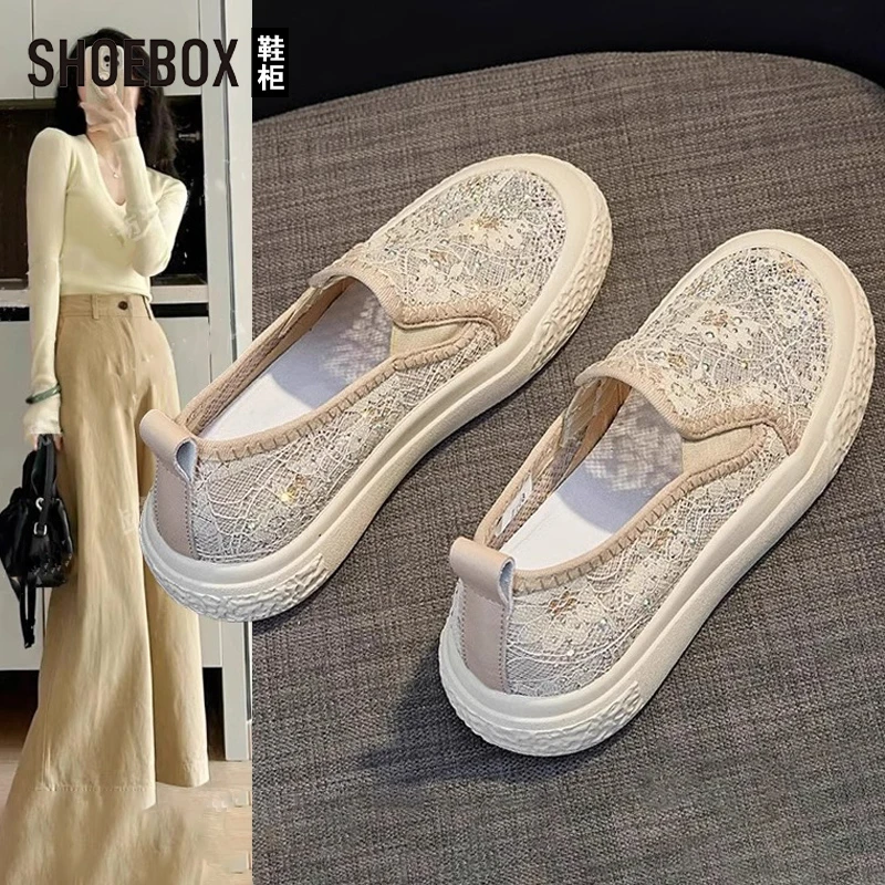 达芙妮集团旗下透气网面渔夫鞋2025夏季新款百搭网纱平底单鞋子