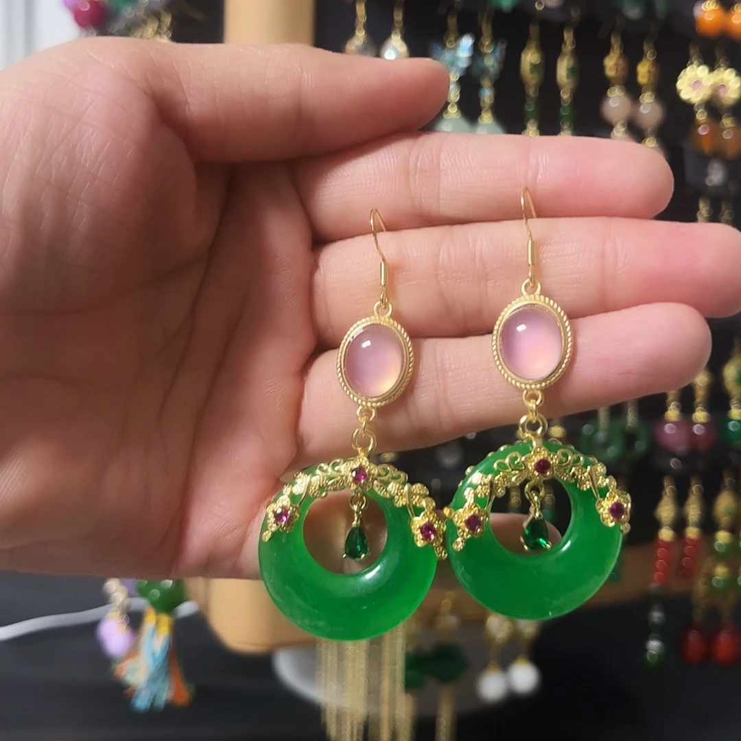 锆石纯铜925银耳饰