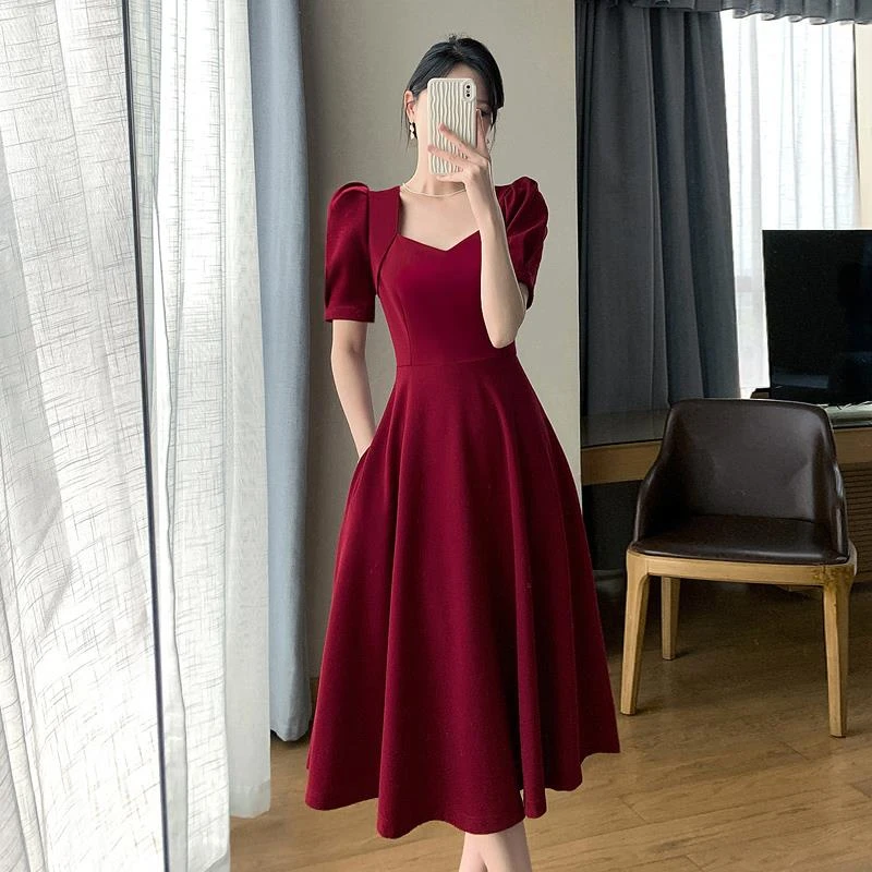 她他百伦裙女2025新款春夏法式气质显瘦敬酒服礼服平时可穿订婚裙