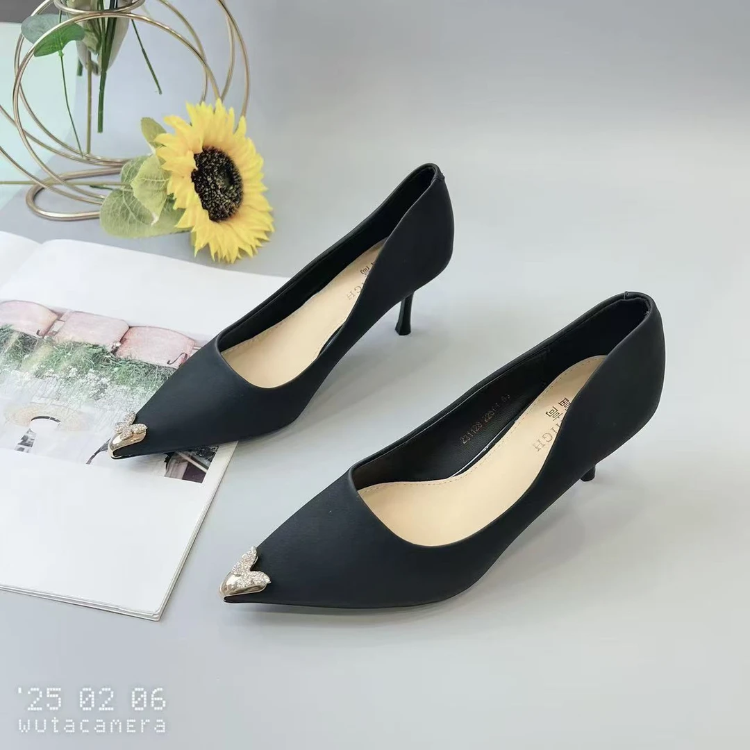 31128 新款法式小跟气质高跟鞋女细跟尖头百搭单鞋