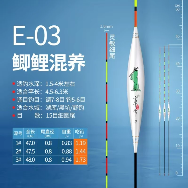 言午作E03高灵敏度鲫鱼浮漂行程平稳动作干脆适合黑坑钓鱼