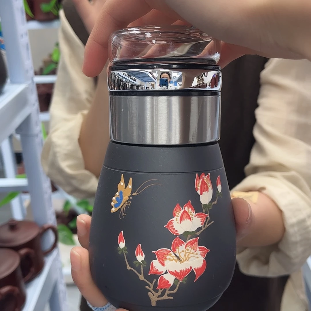 宜兴原矿紫砂全手工盖杯