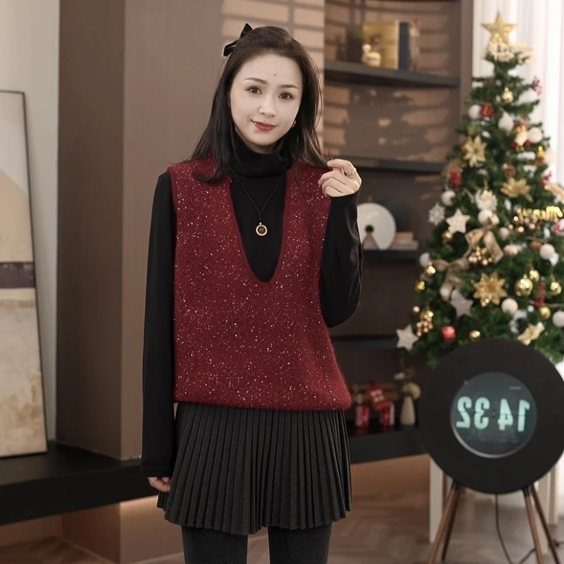 DHR COLLECTTIONS豆豆【真两件】冬季厚款针织毛衣两件套女-D79020