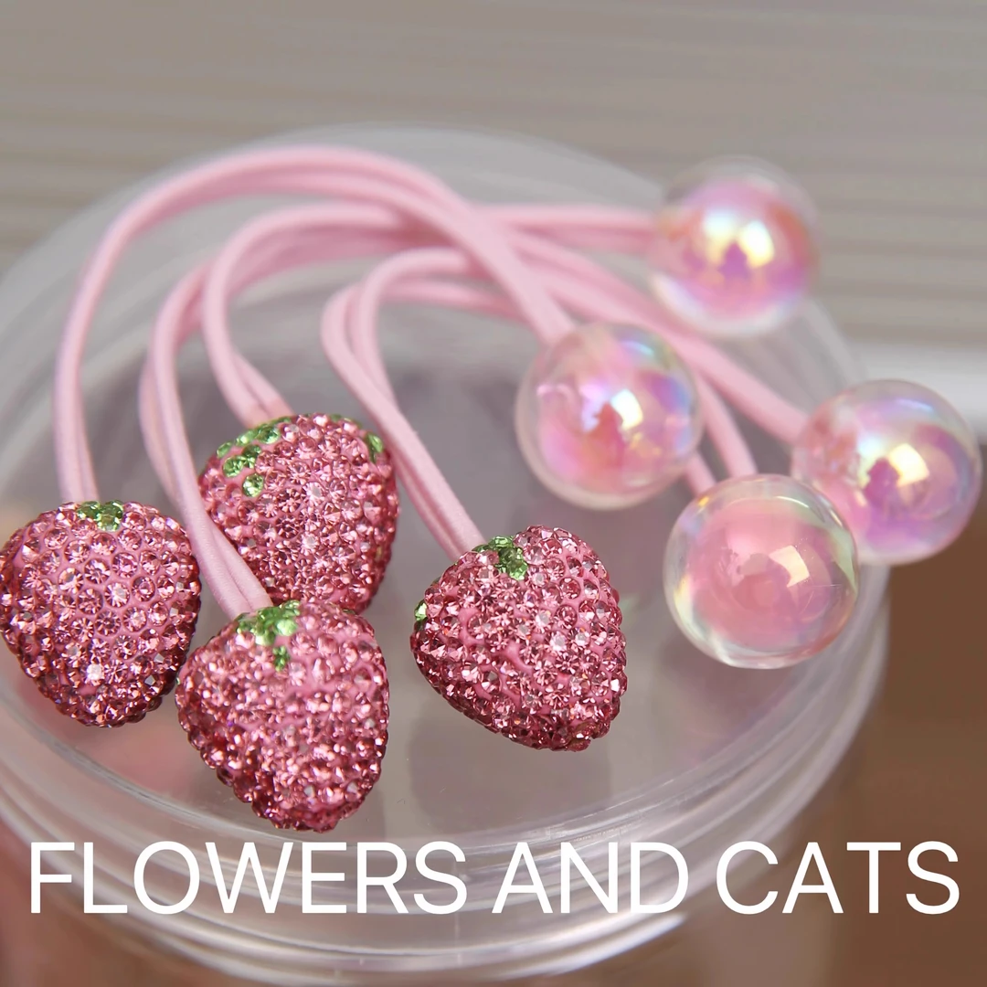 儿童红色草莓镶钻发绳皮筋新款小女孩不伤发圈宝宝扎马尾头绳发饰