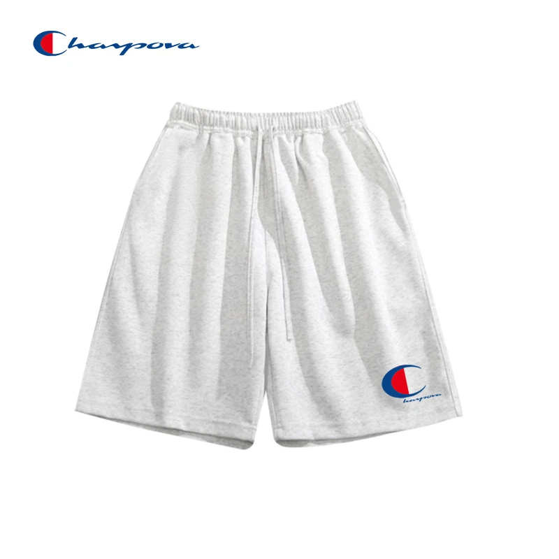 【冠军犀牛系列】夏季印花短裤华棉青年男纯色情侣美式宽松潮流男士