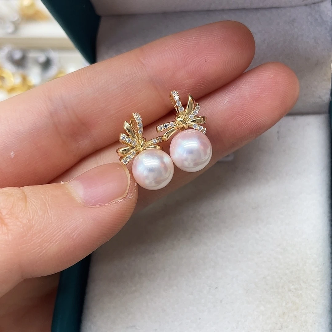 银S925镶嵌海水珍珠耳饰