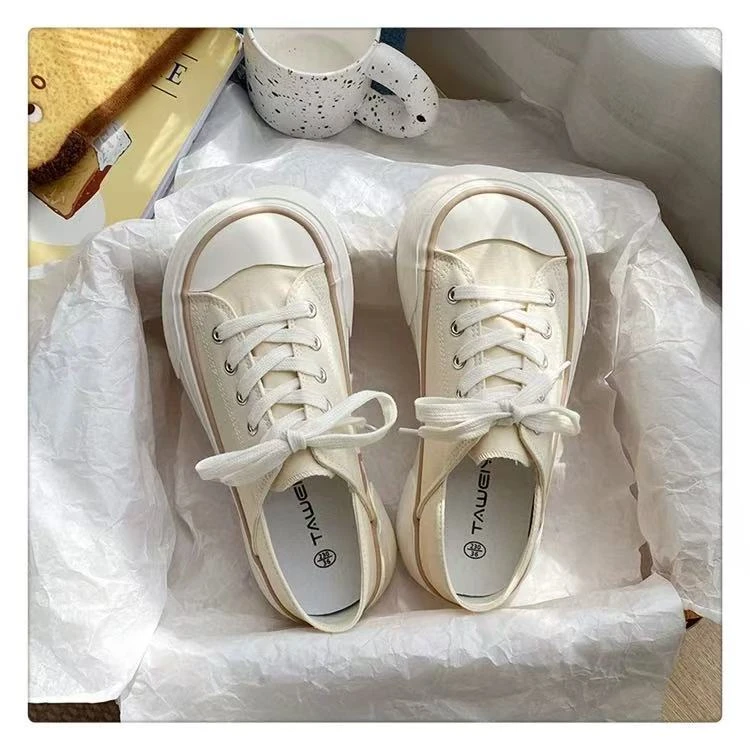 1122 厚底丑萌大头帆布鞋2025春夏鞋子女设计感小众半拖踩跟女鞋