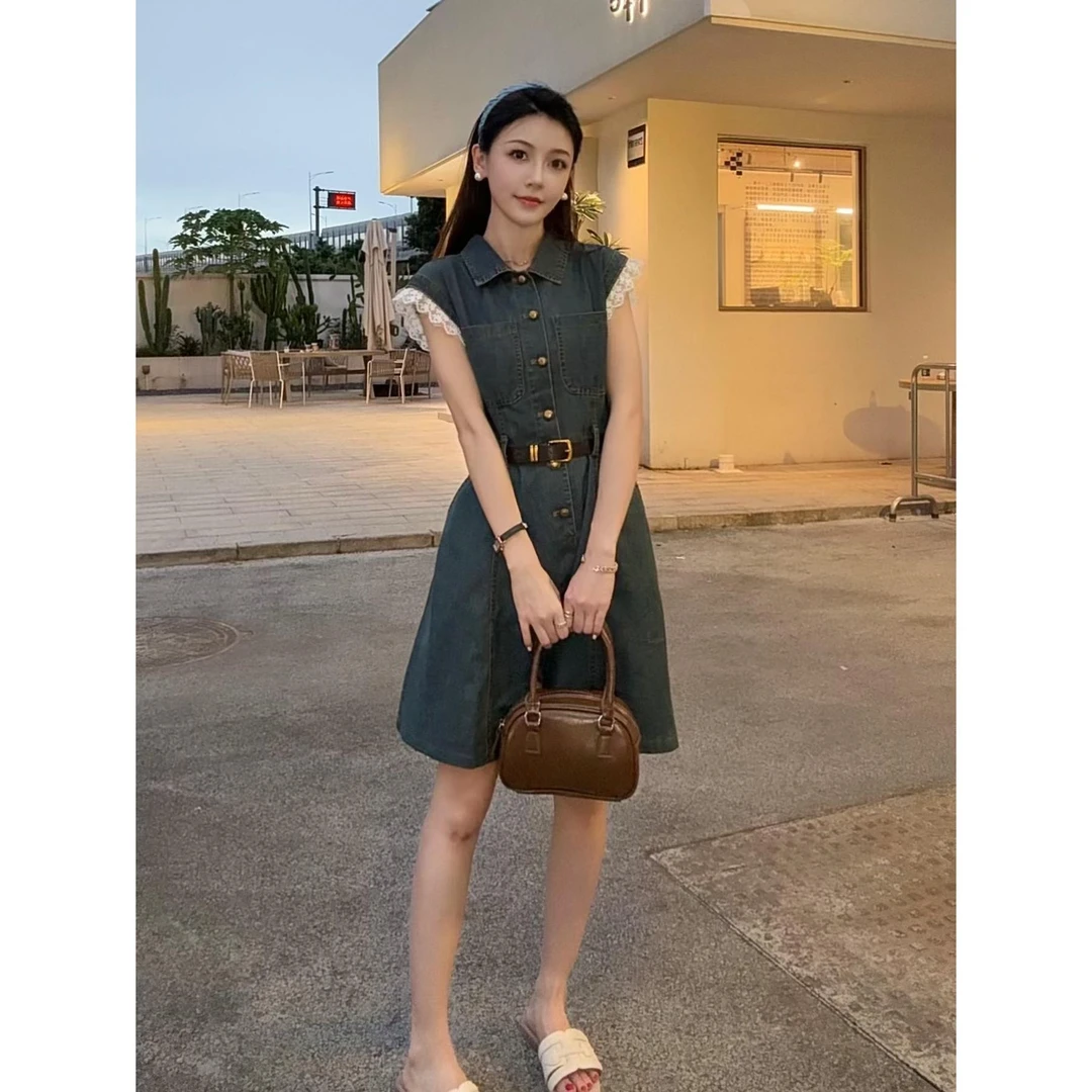 独特别致短裙2025新款夏季裙子小众高级小个子复古牛仔连衣裙女