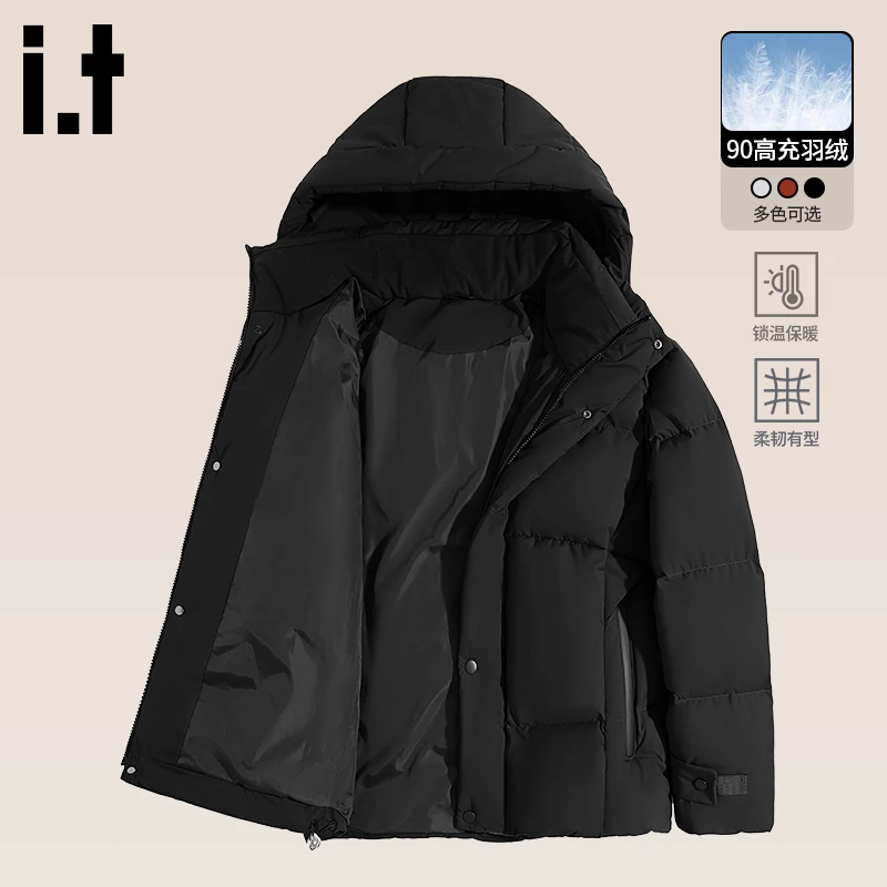 i.t izzue男士外套秋冬款2025新款加厚保暖羽绒服男女同款连帽装B