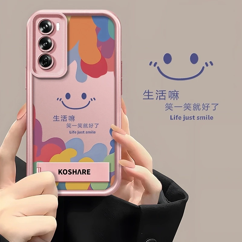 适用于OPPOReno12创意多巴胺笑脸笑一笑全包防摔天眼软壳