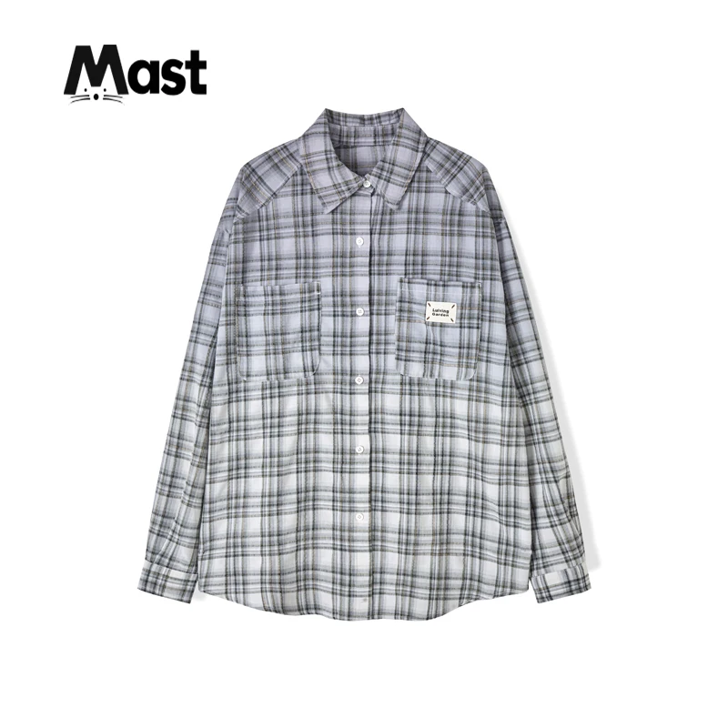 Mast『薄款 渐变吊染』2025年春夏青少年男女百搭格子衬衫休闲56