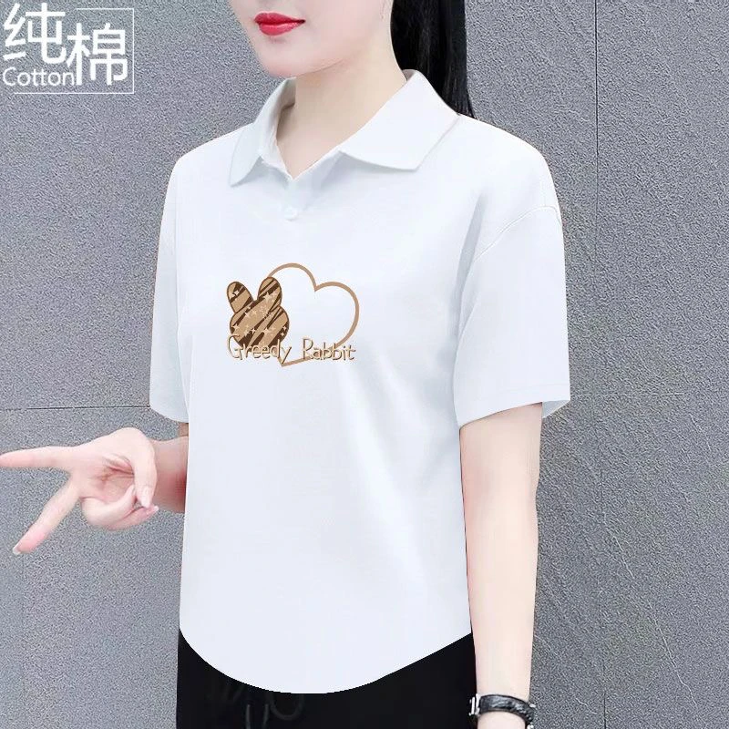 翻领短袖t恤女polo衫2025款夏季新款百搭洋气小个子短袖t恤女夏装