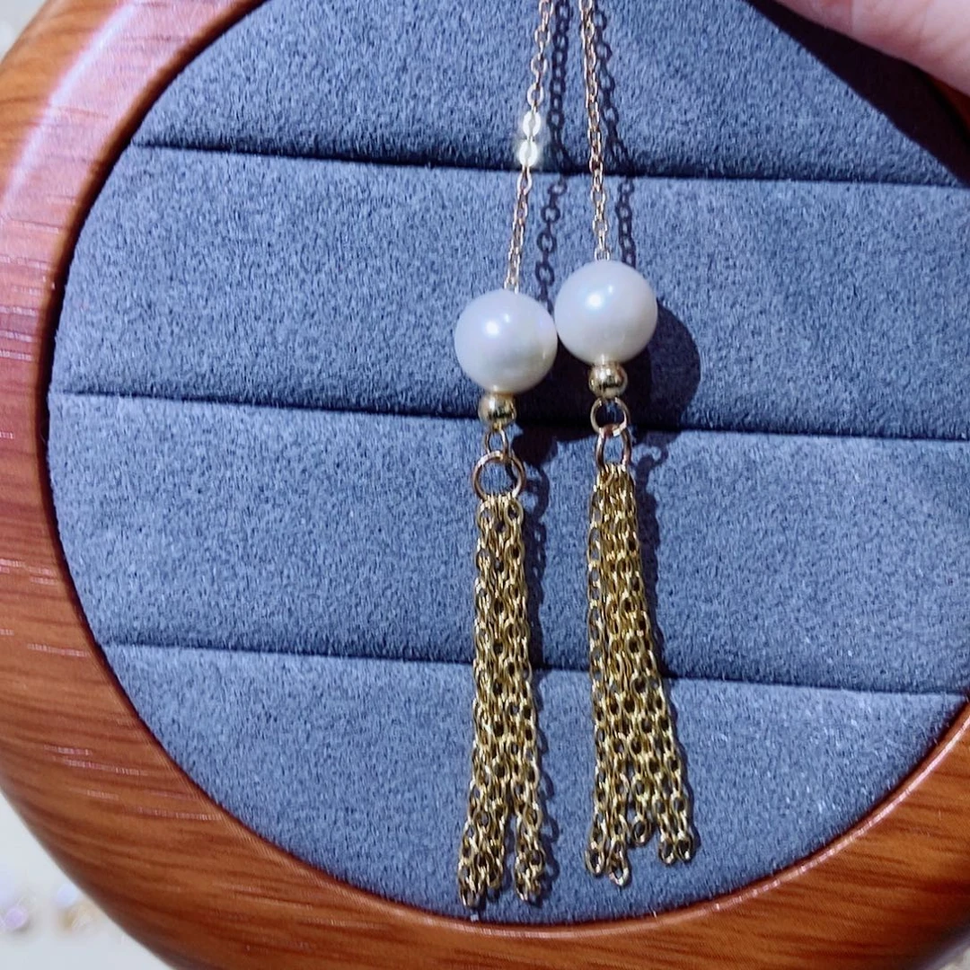 耳饰银S925镶嵌淡水珍珠