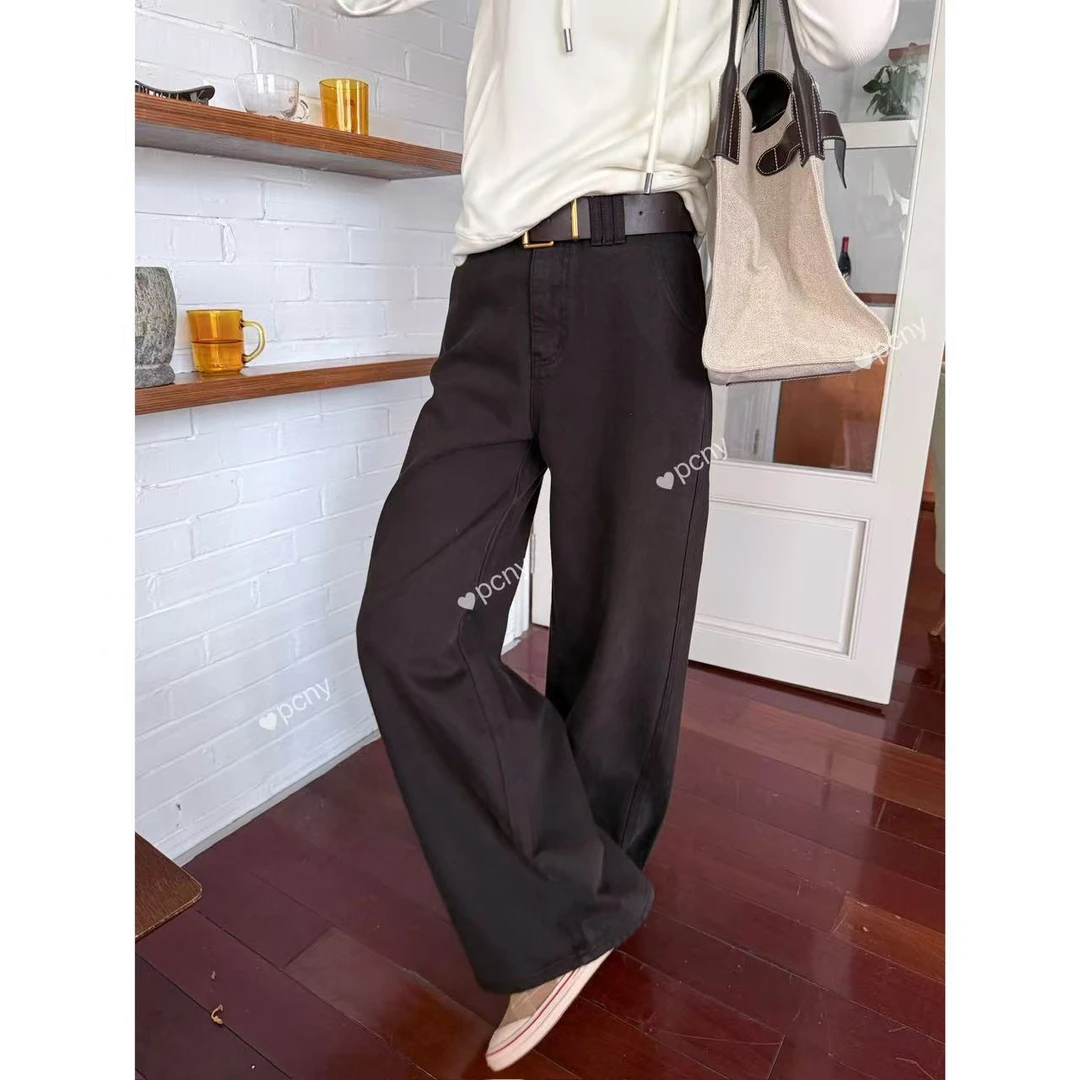 PCNY「墨韵阔腿」不理理秋季新款小众女装时尚休闲牛仔裤