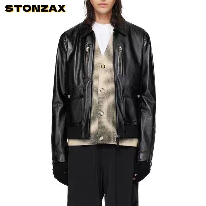 SC23809 轻奢时尚男女通勤机车风柔软小羊皮夹克外套