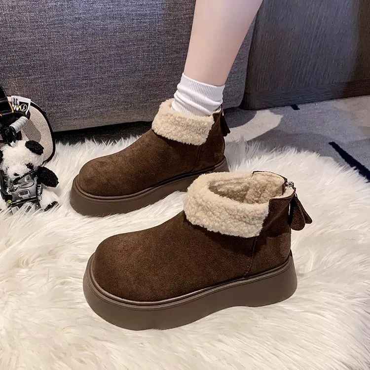 厚底增高雪地靴女款F19新款冬季女鞋加绒勃肯鞋短靴子毛毛棉鞋子