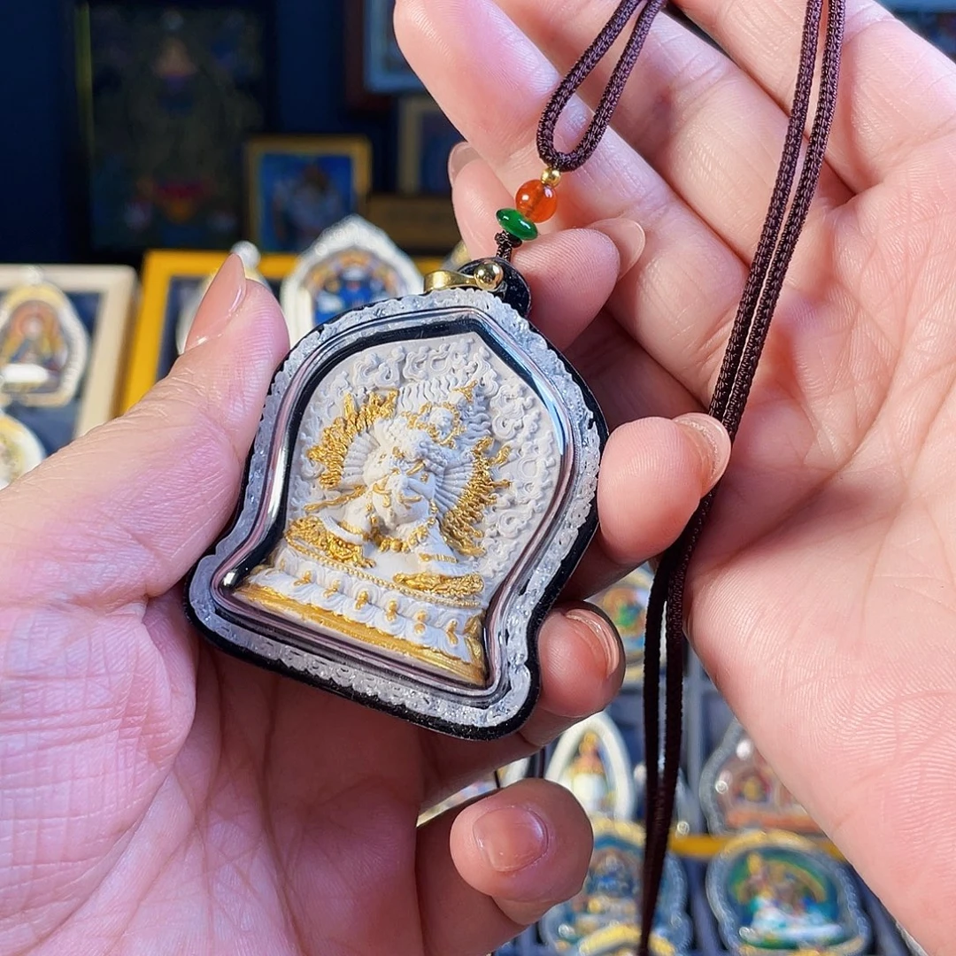 泥塑大威德手绘擦擦吊坠有绳