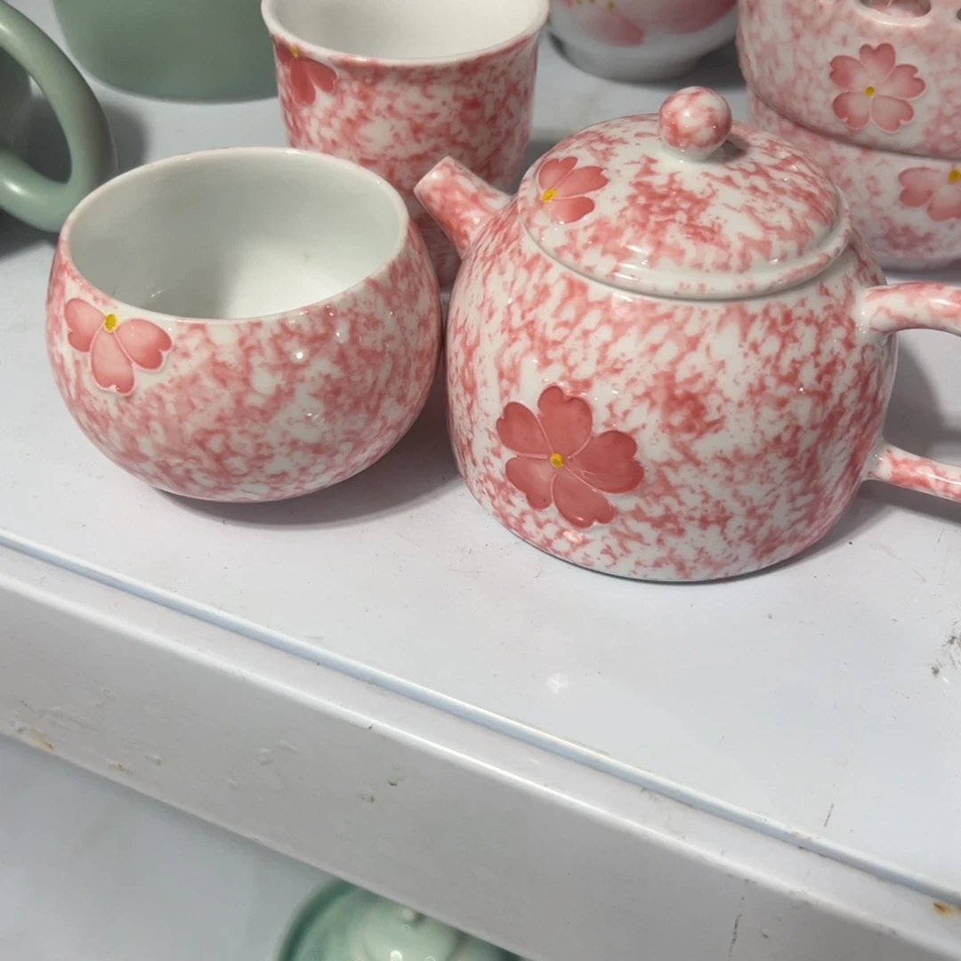 全品无暇手绘釉下彩一壶两杯