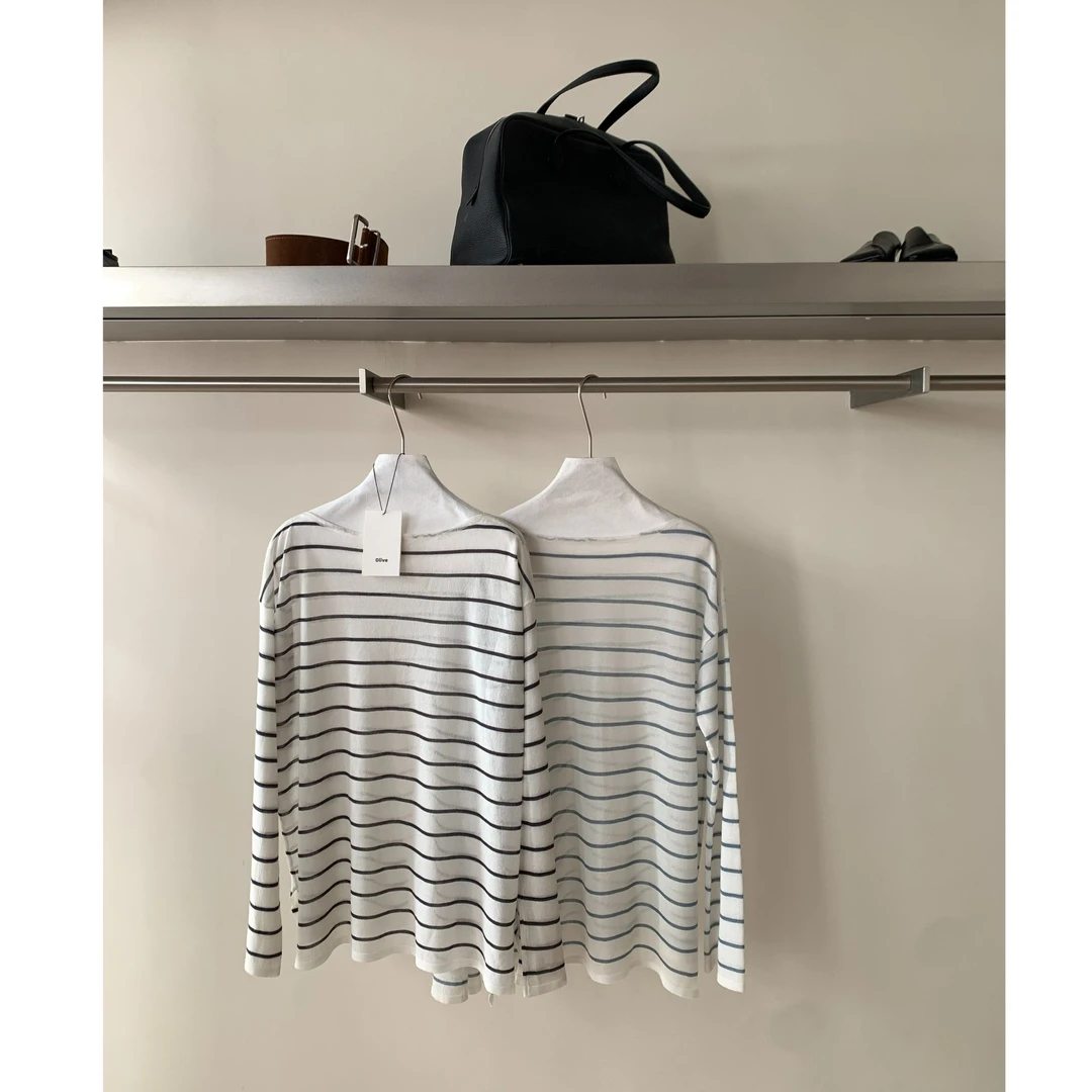 十三行OLIVE-夏季福秒韩式条纹宽松长袖#O150
