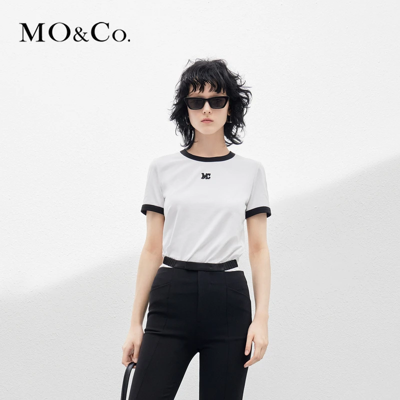 【达人专属】MOCOMC章仔撞色圆领短袖T恤正肩复古MBD1TEET16