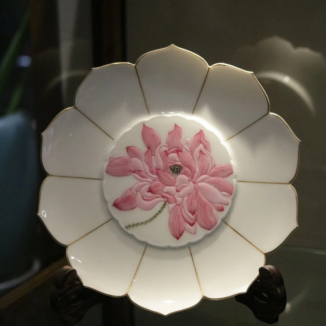 景德镇官方甄选诗逸瓷话 沈诗逸作品 荷花描金壶承