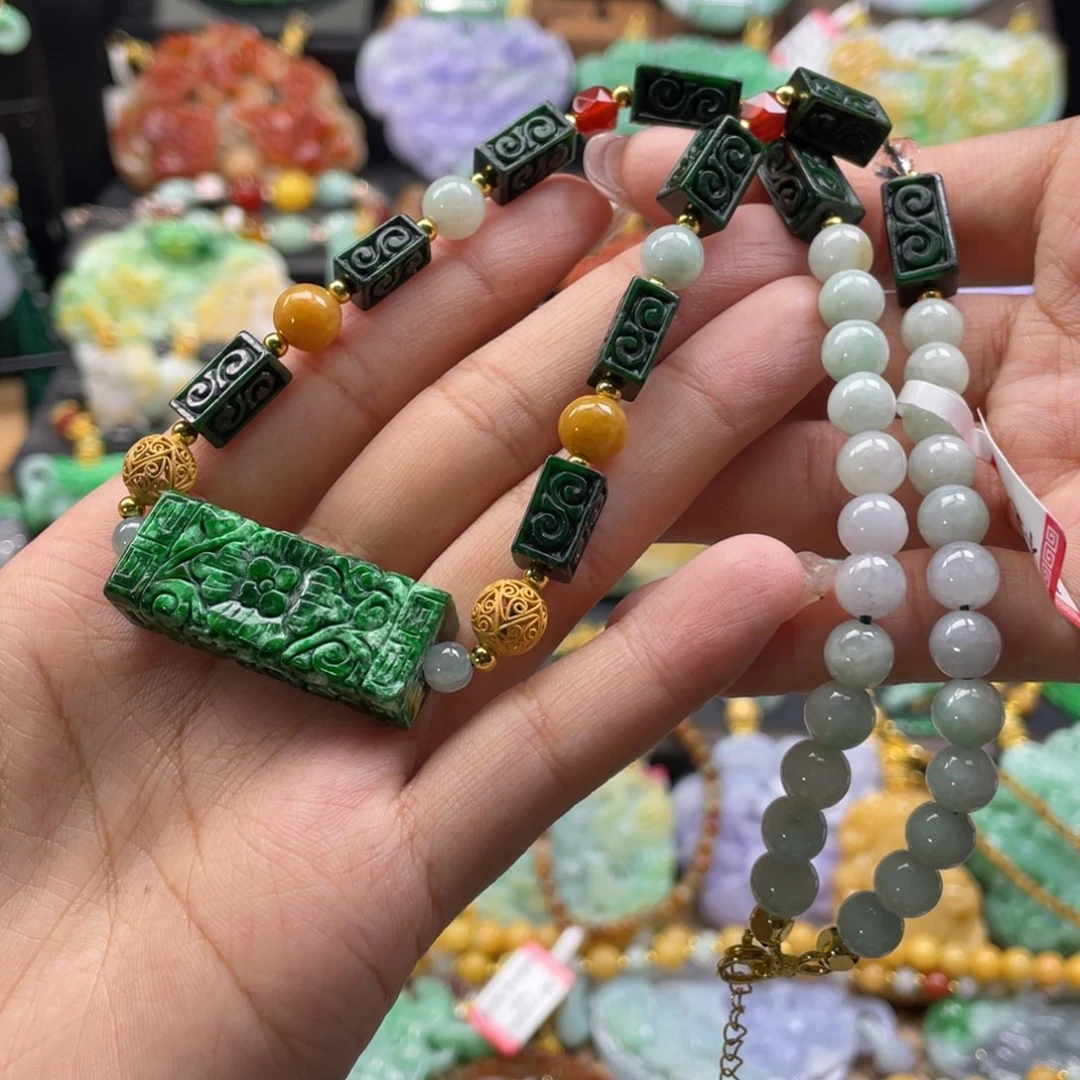 翡翠未镶嵌颈饰代编织