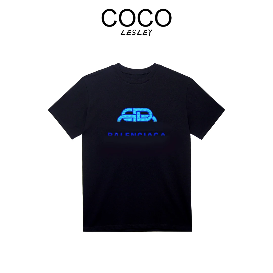 【COCO LESLEY】常规宽松字母印染潮流T恤运动经典黑色圆领--LT173