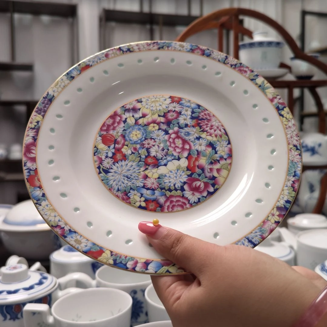 陶瓷万花8寸平盘一个