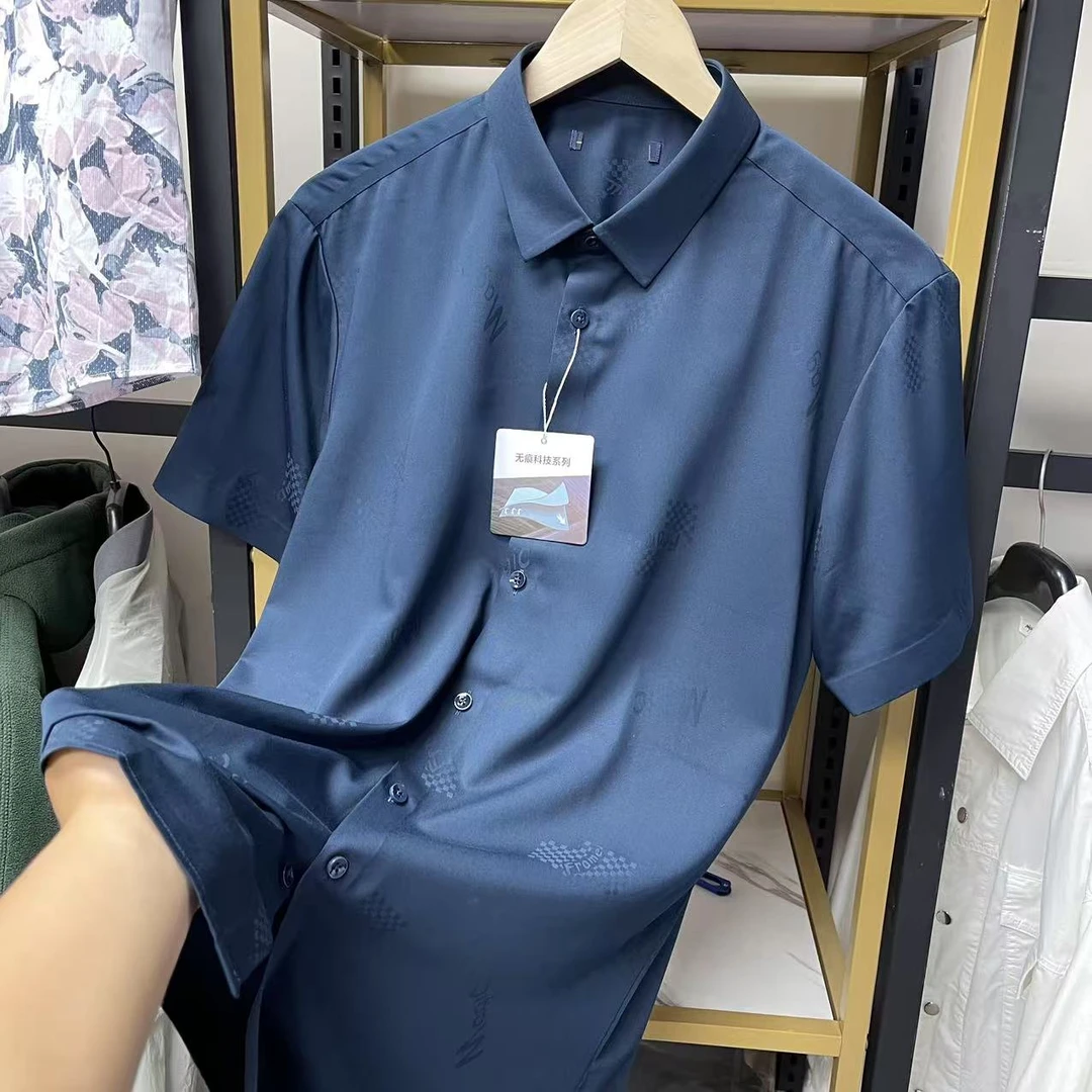 无痕抗皱！品牌撤柜男士夏季短袖衬衫