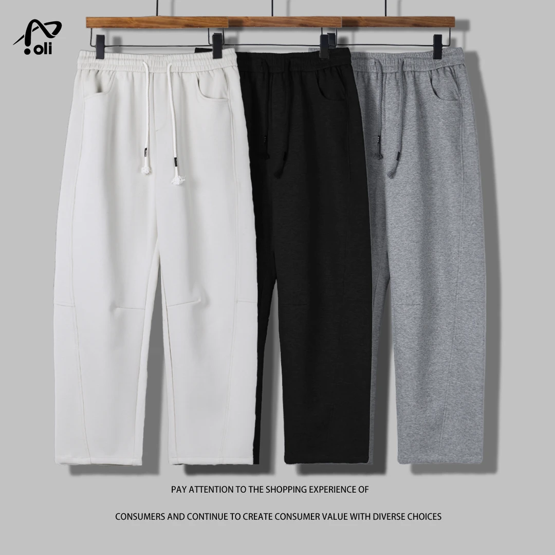 2025春季新款潮流松紧腰弹力直筒宽松户外纯色百搭休闲长裤男