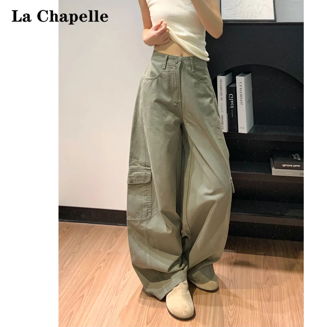 La Chapelle/拉夏贝尔复古辣妹弯刀裤女2025新款秋阔腿工装休闲裤