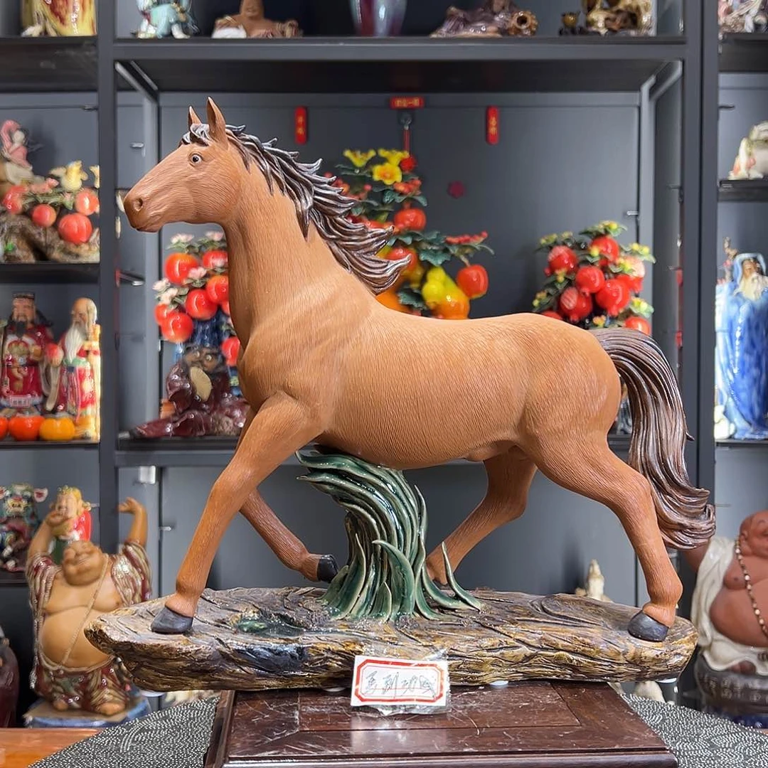 陶骏马奔腾石湾陶艺