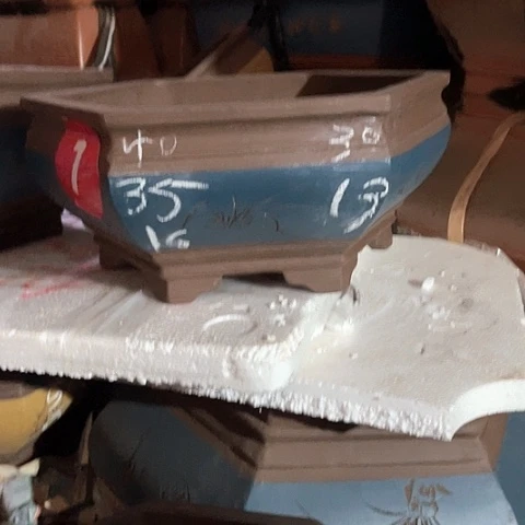 紫砂花盆六方盆一个