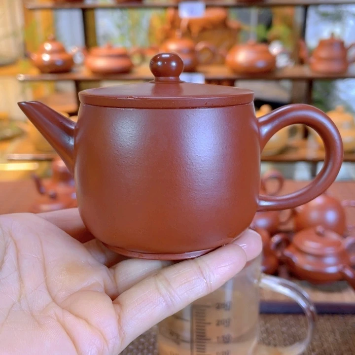 紫砂茶壶暗*潮州手工手拉朱泥壶