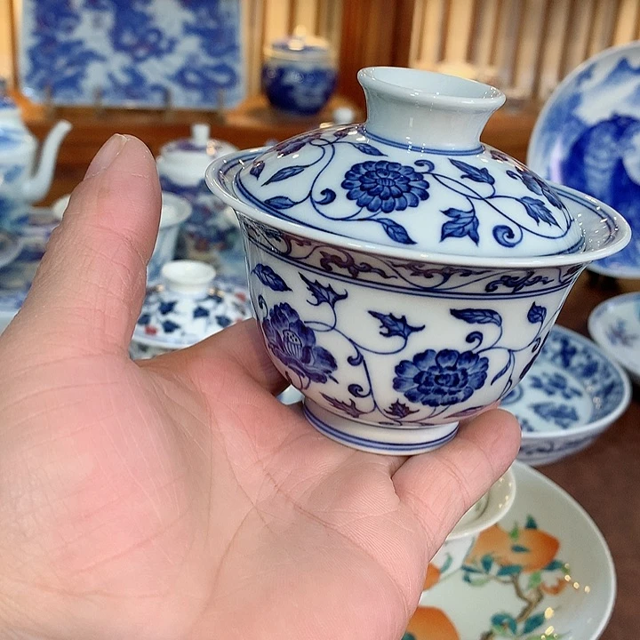 錡我手工手绘盖碗