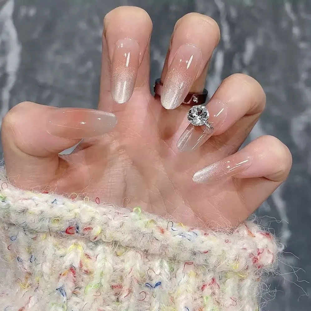 裸色系穿戴甲甜美显白高级感清新可爱网红风半手工美甲贴片精致款