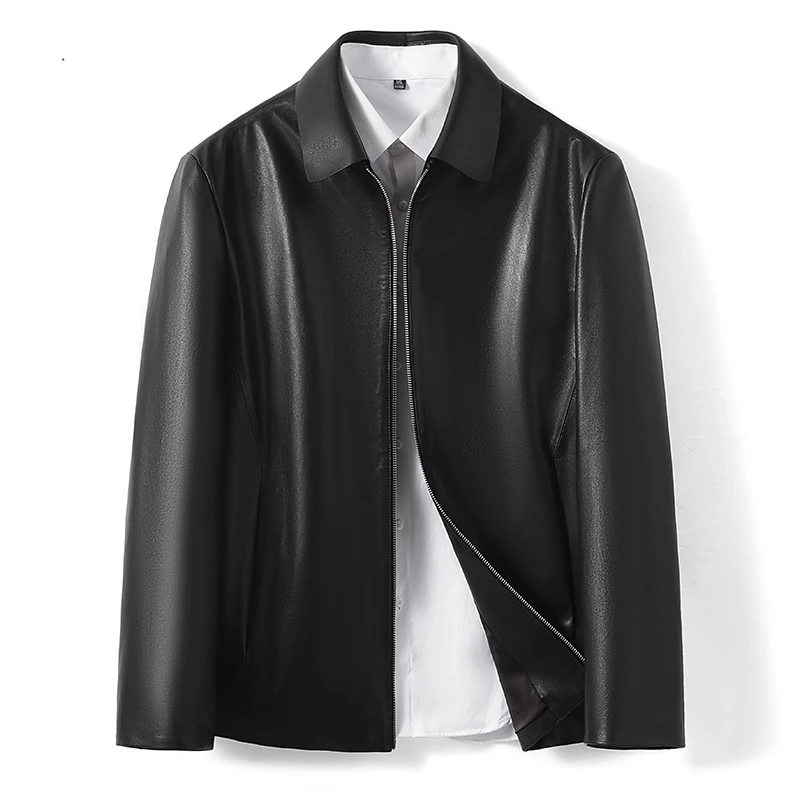 BUREAUY2025新款全植柔真皮羊皮皮衣男春秋短款男士黑色翻领皮衣