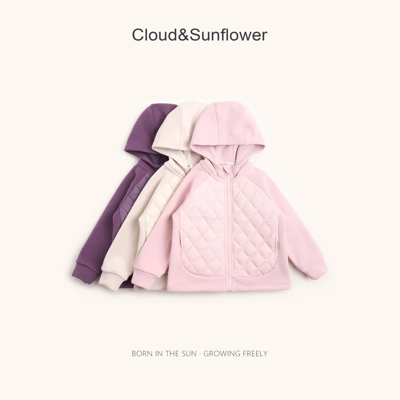 【云朵小葵】女童秋季新款菱格S标休闲连帽外套256021