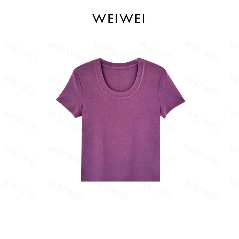 【U领虾线T】天丝羊毛正肩后中虾线显瘦上衣352585