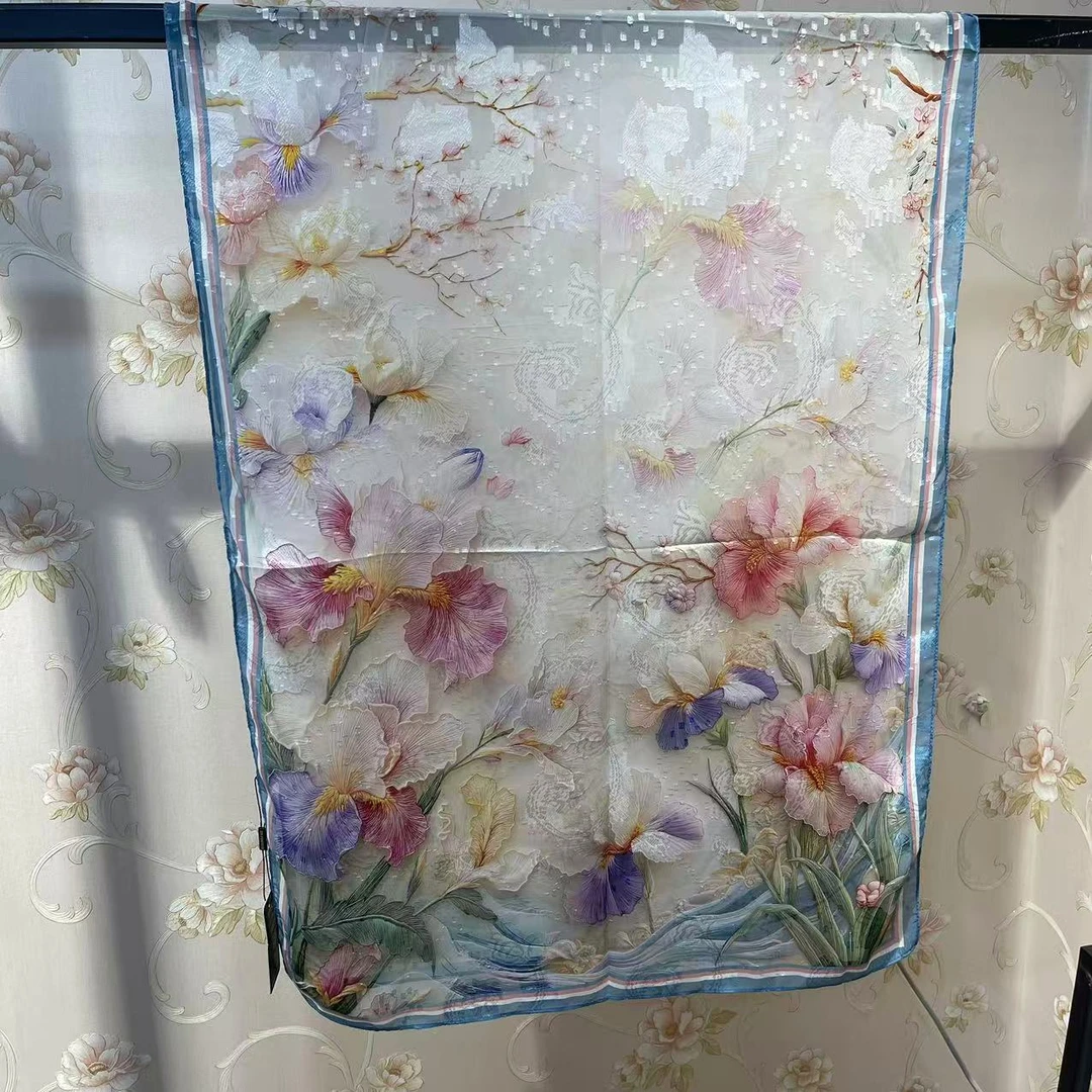 【梦幻花】 剪花围巾女丝巾高奢新款百搭款长70*180