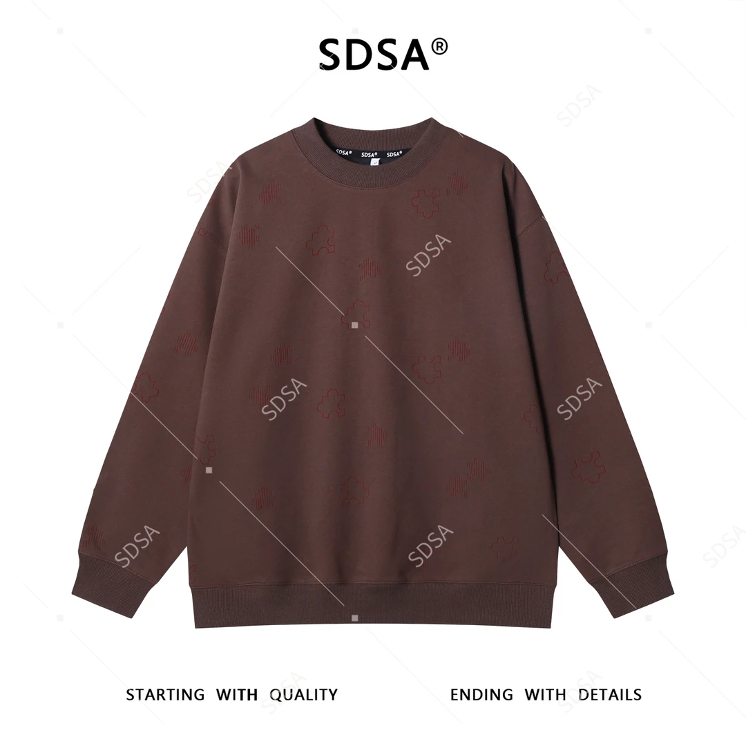 SDSA男士秋冬新款痞帅男装韩版简约割破拼图圆领卫衣时尚百搭上衣