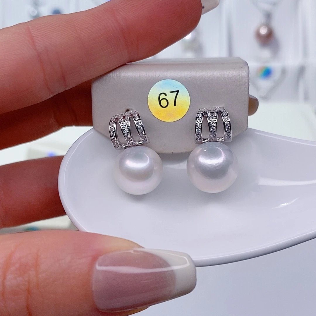 月***光银S925镶嵌淡水珍珠耳饰12➕