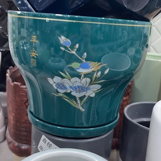 多肉绿植陶瓷花盆9.9包邮，有孔