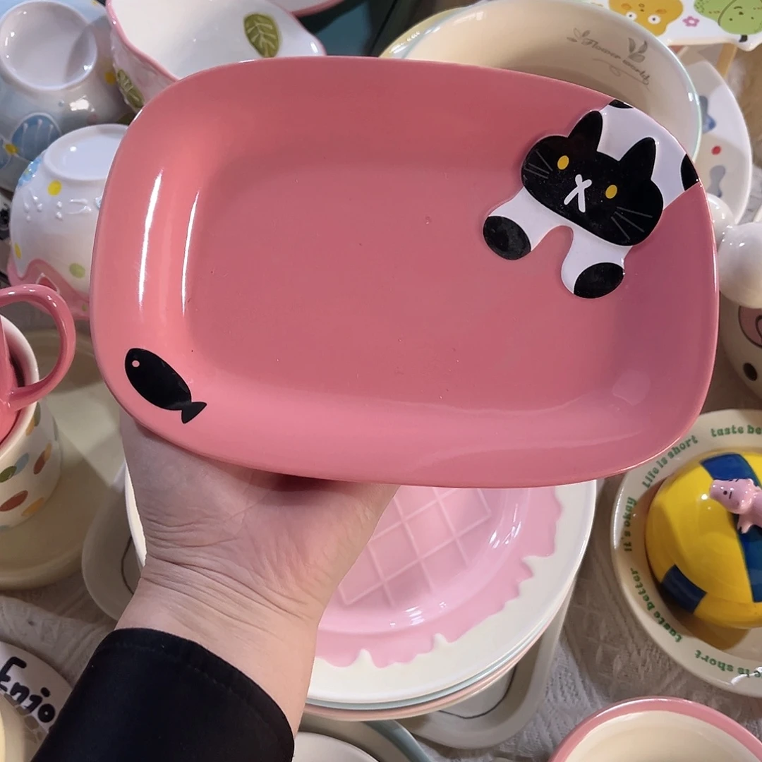 小猫盘子陶瓷餐具7寸