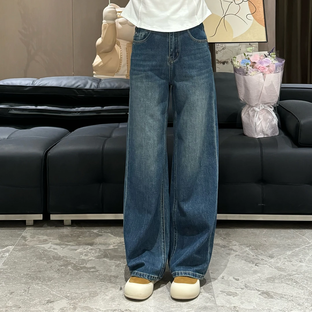 SUMU/宿慕 通勤百搭牛仔阔腿裤 2025新款9-21显瘦直筒牛仔裤32950