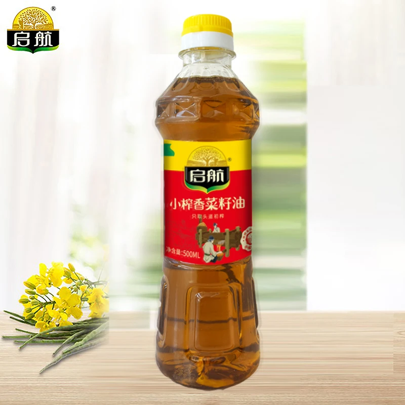 启航小榨香菜籽油大别山国产非转基因菜籽物理压榨醇香绿色500ml