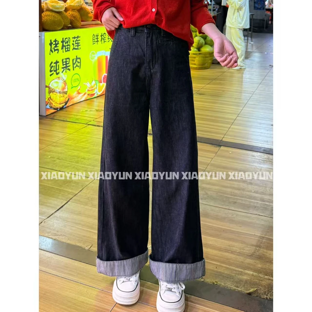 卷边黑金裤 小允姐姐2025新款气质时尚高级复古卷边黑金裤