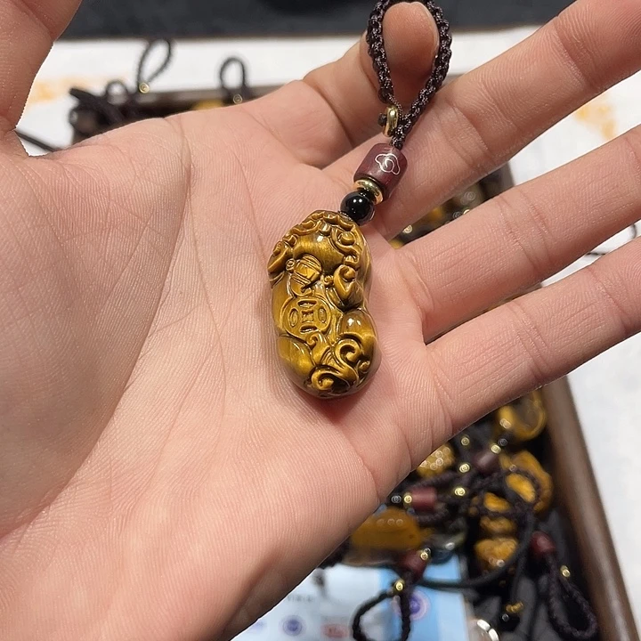 黑曜岩合金颈饰虎眼石