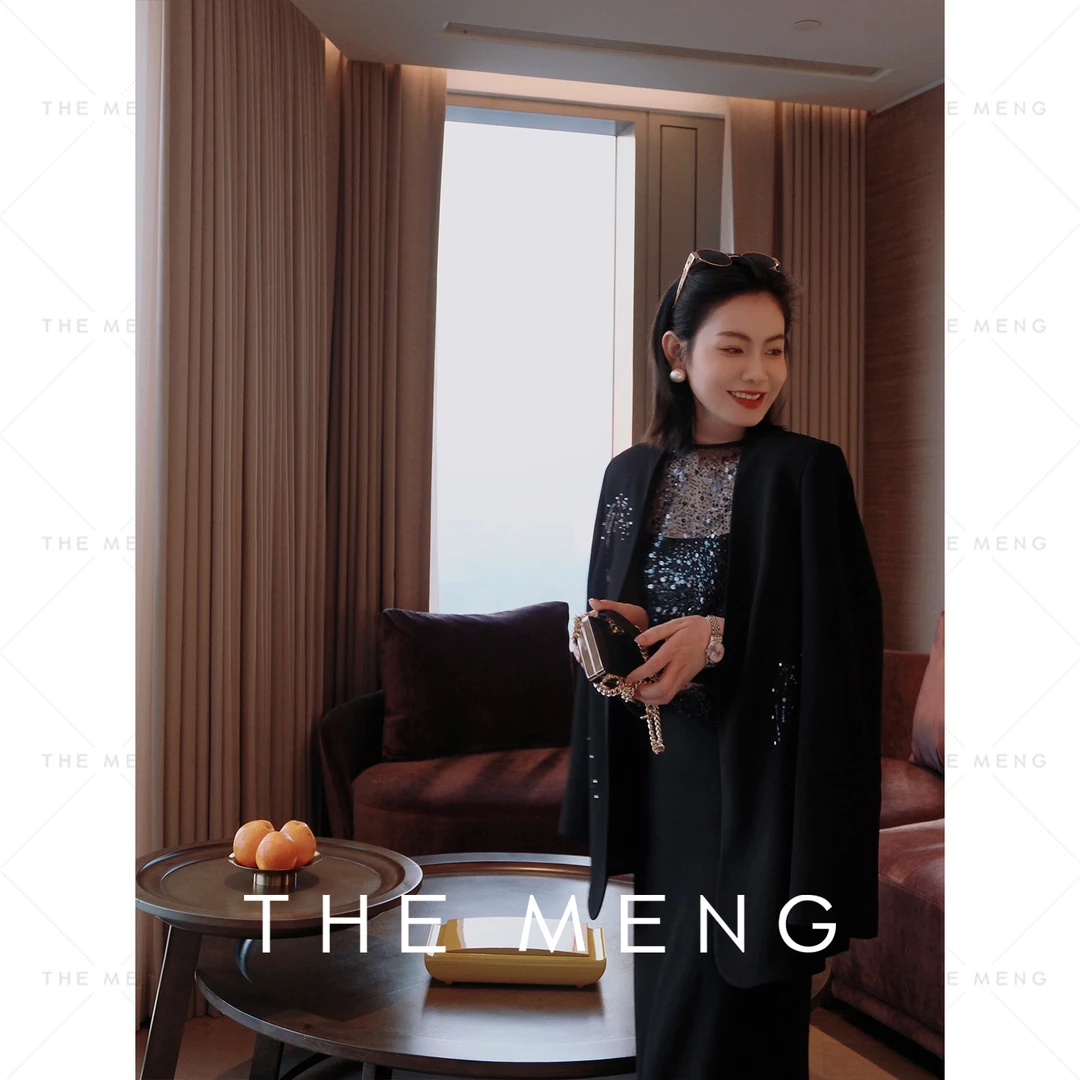 THE MENG【星光】钉珠亮片镂空碎花通勤小背心#M251D0015