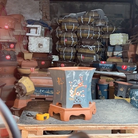 紫砂花盆六方一个